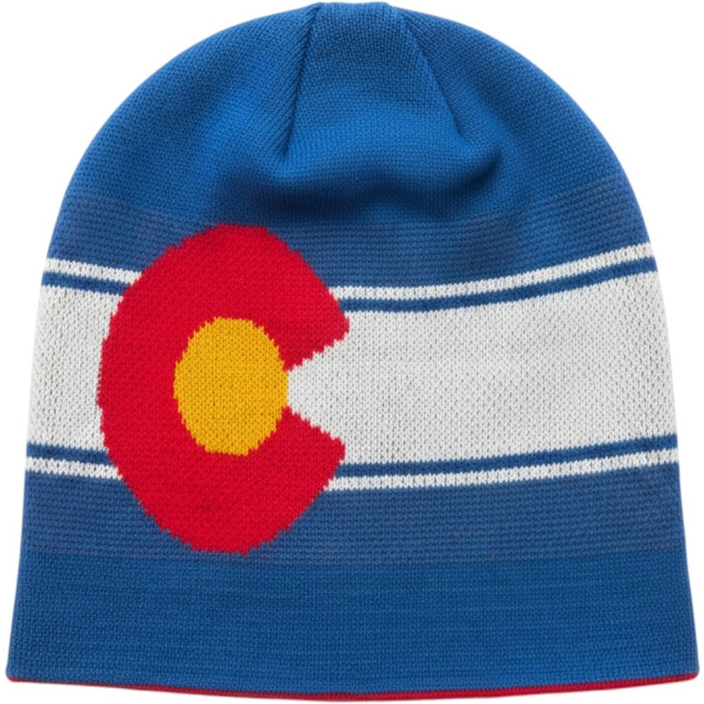 X Games Aspen UA Sportswear Reversible Beanie Colorado Flag Blue Red Knit Hat
